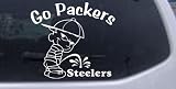 White 5in X 5.5in -- Go Packers Pee On Steelers Car Window Wall Laptop Decal Sticker