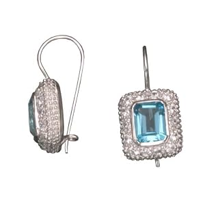 Clevereve's CZ. And Blue Topaz Clip Post Rhodium Plated Sterling Silver... by 