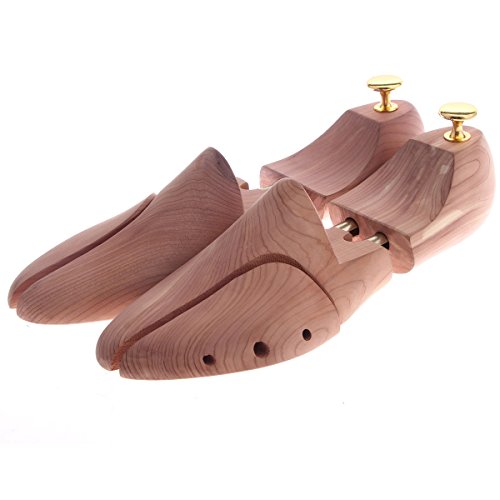 SONGMICS Pair of Cedar Shoe Tree Twin Tube Shoe Shaper Wood Shoe Boots Tree Adjustable 7-13