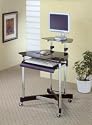 Chrome And Black Glass Top Computer Desk