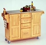 Stainless steel top on natural cabinet by Home Styles - Light Wood (9100-10 ....