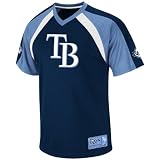 MLB Tampa Bay Rays Jetstream V-Neck Synthetic Raglan Fashion Top Men's