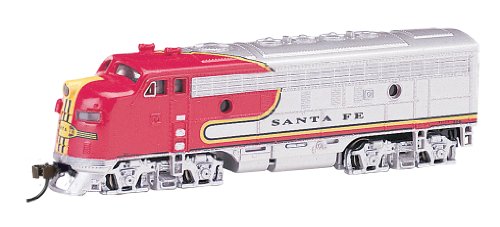 Bachmann Industries EMD F7-A Diesel Locomotive DCC Equipped Santa Fe War Bonnet Train Car, N Scale
