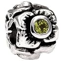 Authentic SilveRado Peridot August Birthstone 925 Sterling Silver Flower Bead fits European Charm Bracelet