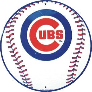 MLB Baseball 12 Round Metal Sign - Chicago Cubs