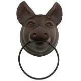 Handpainted Pig Cast Iron Towel Ring, Rust