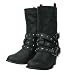 スタッズベルト巻き ショートフェイクレザーブーツ《レディース：ブラック》Short Boots G5011-BLACK