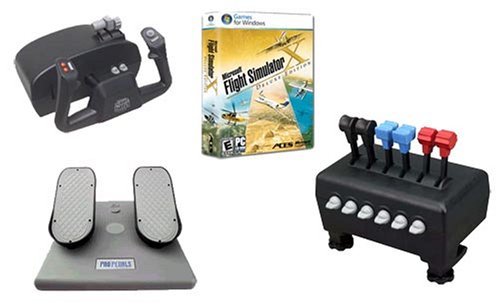 Flight Sim Captain's Bundle CH Products Yoke, Throttle Quadrant, Rudder Pedals, Flight Simulator X Deluxe