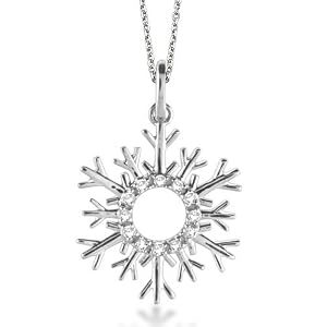 Allurez Snowflake Diamond Pendant Necklace 14k White Gold (0.10ct)