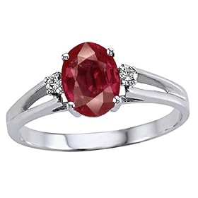 1.06 cttw Ruby and Diamond Ring - 14kt White or Yellow Gold LIFETIME WARRANTY by Finejewelers