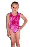 Leotard Pink Tye Dye with Purple Hologram (Girls M (7-8))