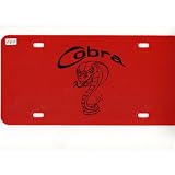 Mustang Cobra License Plate Decal Red Tag Black Vinyl - Can Personalized with Your Name