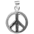 Peace Sign Sterling Silver Pendant Necklace