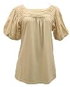 Natural Off White Beige Knit & Woven Top
