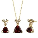 Yellow Gold Butterfly Earrings & Pendant Garnet Gems