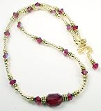 14KT Gold - Ruby - July Birthstone 14K Gold Filled Swarovski Crystal Beaded Necklaces by Gemstone Gifts Handmade Jewelry