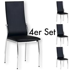 Esszimmer Stuhl DORIS - Set mit 4 St�hlen - chrom / schwarz