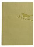 Yellow Embossed Bird Leather Journal - Lined