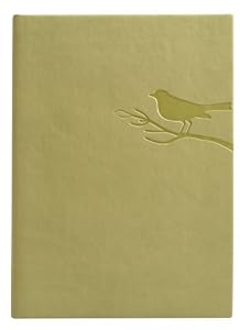 Yellow Embossed Bird Leather Journal - Lined