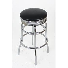 Black Leatherette Round Backless Swivel Bar Stool by Manhattan Modern