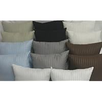 Set of 2 - 18' x 18' Sateen Stripe - 400tc Decorative Pillows - Made in the USA - White