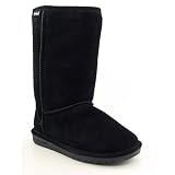 BEARPAW Emma 6.5 Inch Shearling Boot (Little Kid/Big Kid),Black,11 M US Little Kid