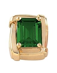18K Yellow Gold Emerald Cut Chatham Created Emerald Pendant -- LIFETIME WARRANTY