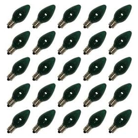 LiteSource 19772 - C7 Candelabra Screw Base Transparent Teal 25 Pack Christmas Light Bulbs