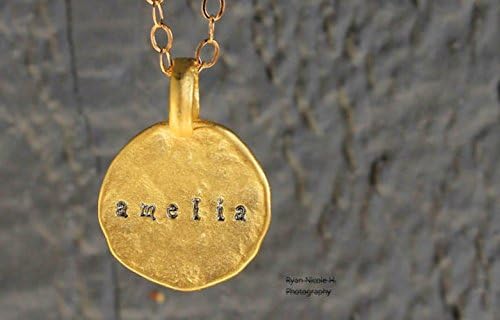 Matte Gold Hammered Personalized Disc • Layering Necklace • Minimal • Dainty • Tiny Circle • Keepsake Gift • Name Date Initial