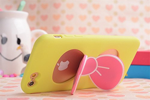 iPhone 6 Case,E-Age Personality Cute TPU Case Skin Cover With Bowknot Kickstand Compatible with iPhone 6 4.7" (Yellow)