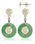 14 KT Yellow Gold Green Jade 14k Motif Post Earrings