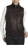 EMU Women's Swansea Leather Hooded Vest,Chocolate,Large