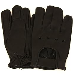 Men's Leather Vented Holes Thin Driving Biker Gloves , 2Extra Large