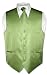 image and picture of Men's Dress Vest & NeckTie Spinach Green Striped Vertical Stripes Design Set for Suit or Tuxedo