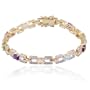 18k Yellow Gold Plated Sterling Silver Multi-Gemstone and Diamond Bracelet, 7.25"