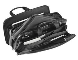 Briggs & Riley @work Leather Organizer Computer Briefcase Black