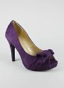 Suede Bow Front Peep Toe Heel