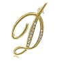 Gold Tone Initial Letter Brooch Pin - D - Ideal Gift For Mother, For Her, Birthday, Anniversary, Bridal, Wedding, Engagement