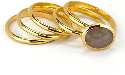 Baroni Jewelry 24K Gold Plated Sterling Silver Calistoga Stacked Grey Onyx Ring Size 7