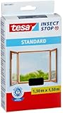 tesa Fliegengitter für Fenster, Standard Qualität, anthrazit, durchsichtig, 1,3m x 1,5m