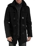 Gov denim - Duffle coat Ã capuche homme noir tendance et fashion