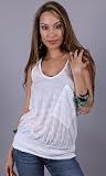 CAITLIN Striped Burnout Tank with Pocket Detail