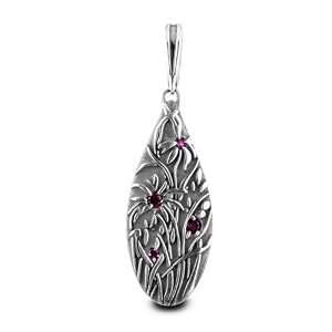 Relios Sterling Silver Rhodolite Garnet Asian Garden Gift Pendant Enhancer