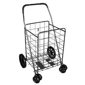 JUMBO SHOPPING BLACK SWIVEL WHEEL CART