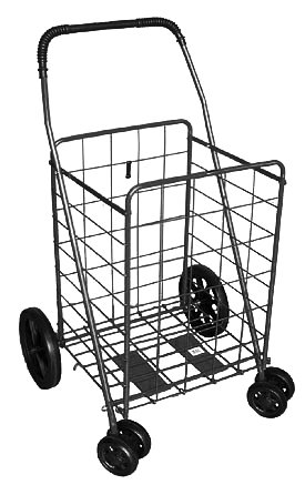 Jumbo Black Folding Shopping Swivel Wheel Cart