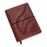 Chocolate Embossed Leather Notebook Medium 105 x 145mm