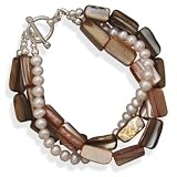 41Qqk9ArecL. SL160  CleverSilvers 8 Multistrand Shell And Cultured Freshwater Pearl Fashion Toggle Bracelet