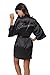 The Bund Women's Short Kimono Robes for Bridesmaid Black L Size