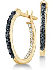 0.25 cttw. Diamond Earrings Fashion Hoops 14K White Gold