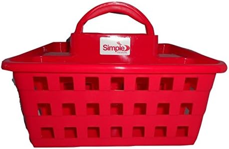 Simple Solutions Office Supplies Caddy Storage Tote with Handle. Plastic, 10" L X 8.75" W X 7.5" H (Cherry Red)